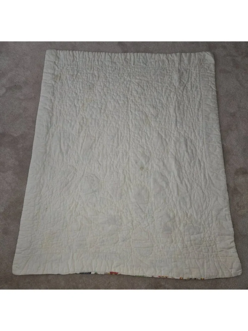 VTG Quilted Blanket 40x47 International Children Handmade ? FLAWS SPOTS AS IS